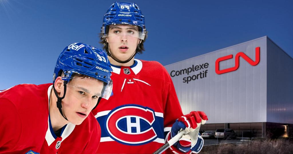 Ivan Demidov et David Reinbacher devant le Complexe sportif CN