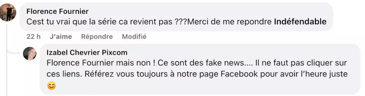 Izabel Chevrier apporte une importante précision à propos d'Indéfendable