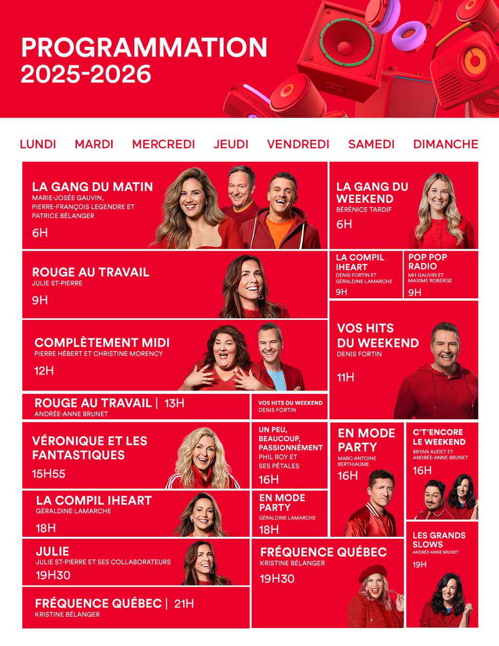 Horaire 2025-2026 de Rouge