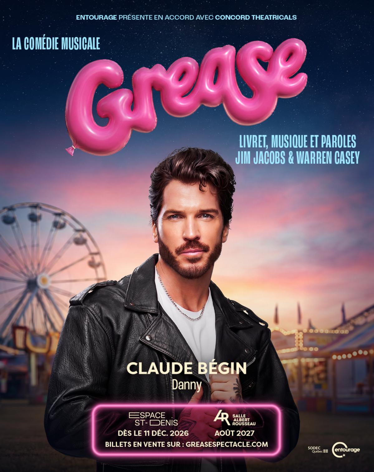 Affiche de Grease avec Claude Bégin