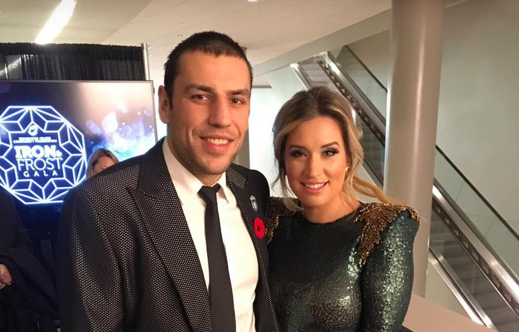 Milan Lucic and his wife.