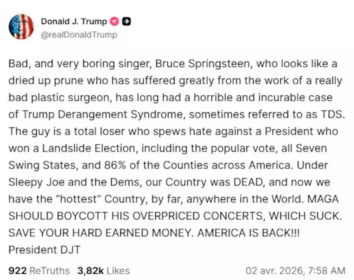 Capture d'écran Truth Social