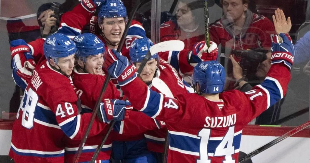 Caufield, Demidov, Hutson, Slafkovsky et Suzuki