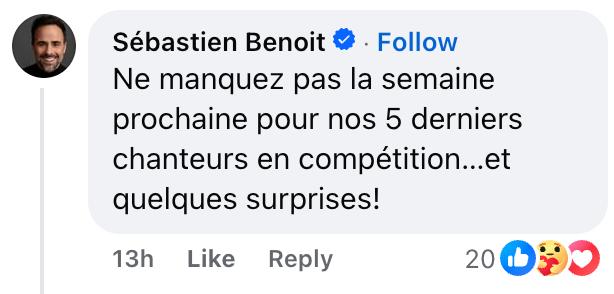 Sébastien Benoît lance un message après l'épisode de Chanteurs Masqués
