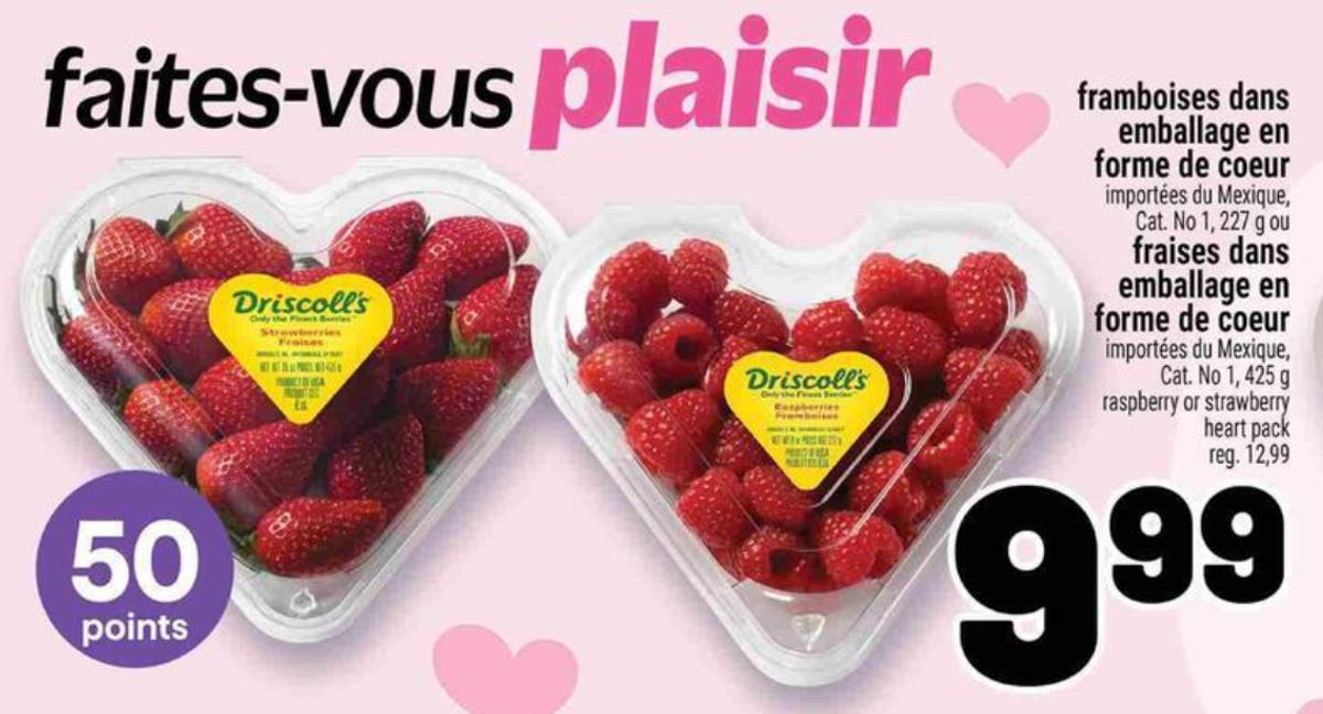 Framboises en spécial à 10$