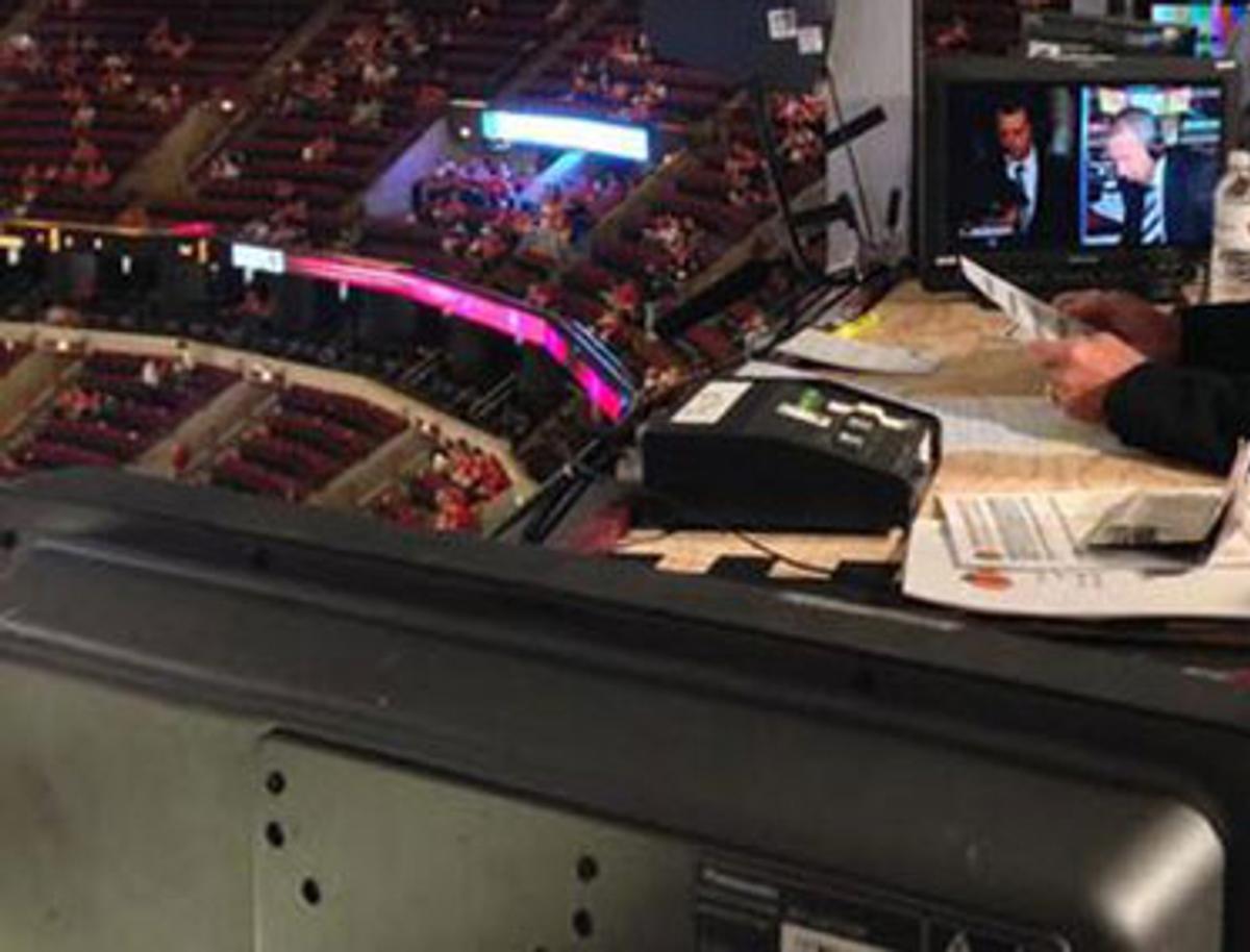 NHL broadcast booth.