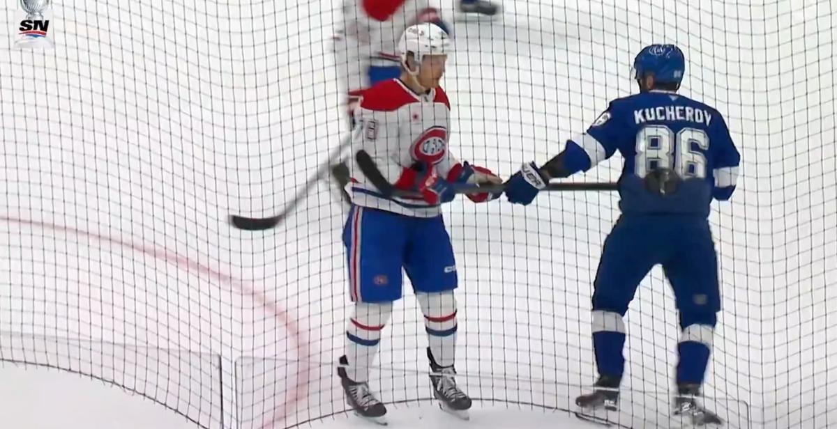 Nikita Kucherov wacks Zachary Bolduc