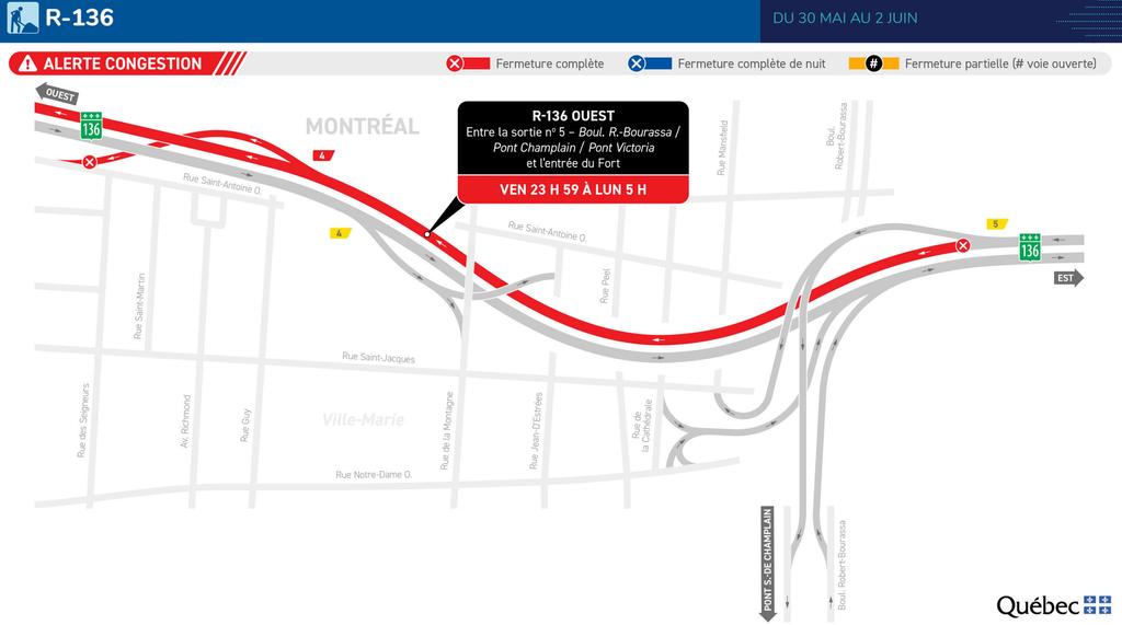 Fermeture route 136