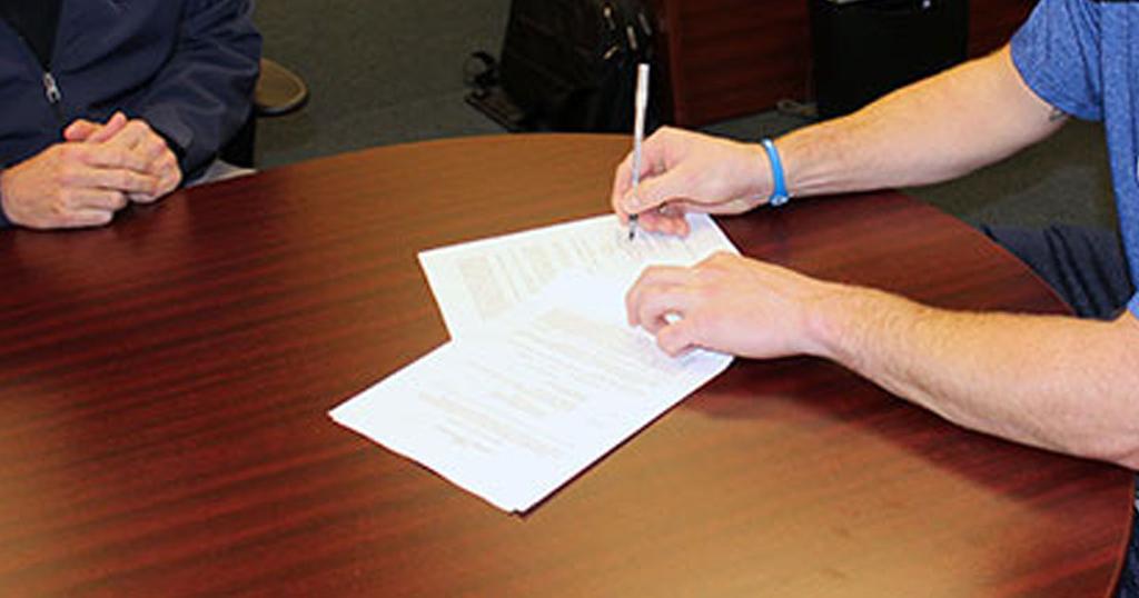 Contract signing. 