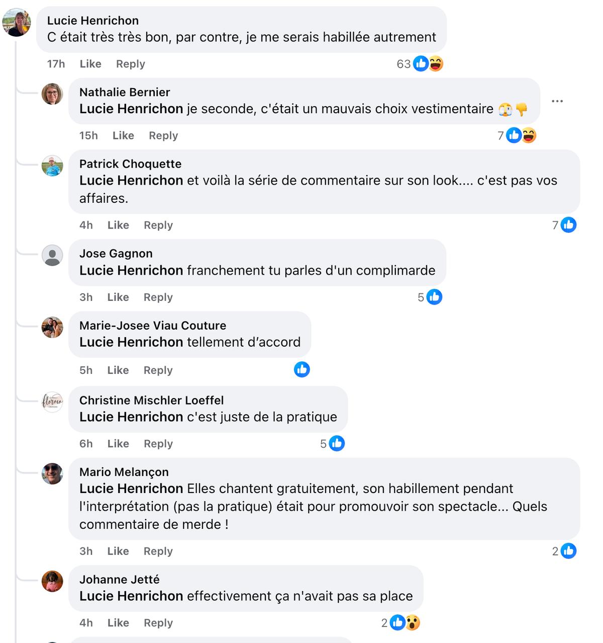 Commentaires sur la performance d'Éléonore Lagacé