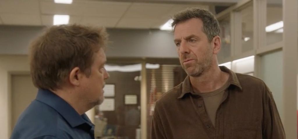 Vincent Graton dans son personnage de Christian Thibeault et Patrice Robitaille dans son rôle de Jean-François Bégin dans Antigang