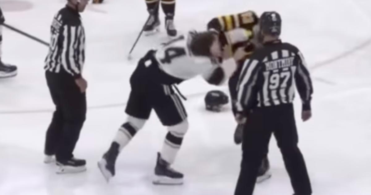 Anthony Flanagan and Maxime Dodier fighting. 
