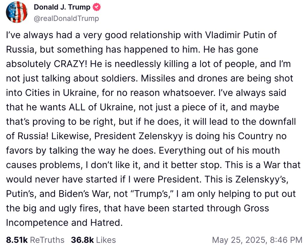 Capture d'écran publication de Donald Trump