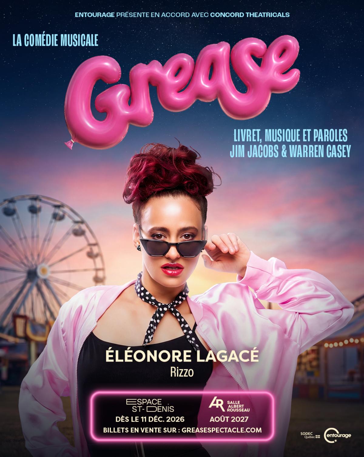 Affiche de Grease avec Éléonore Lagacé