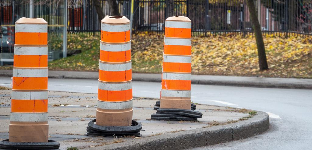 Cônes de construction à Montréal