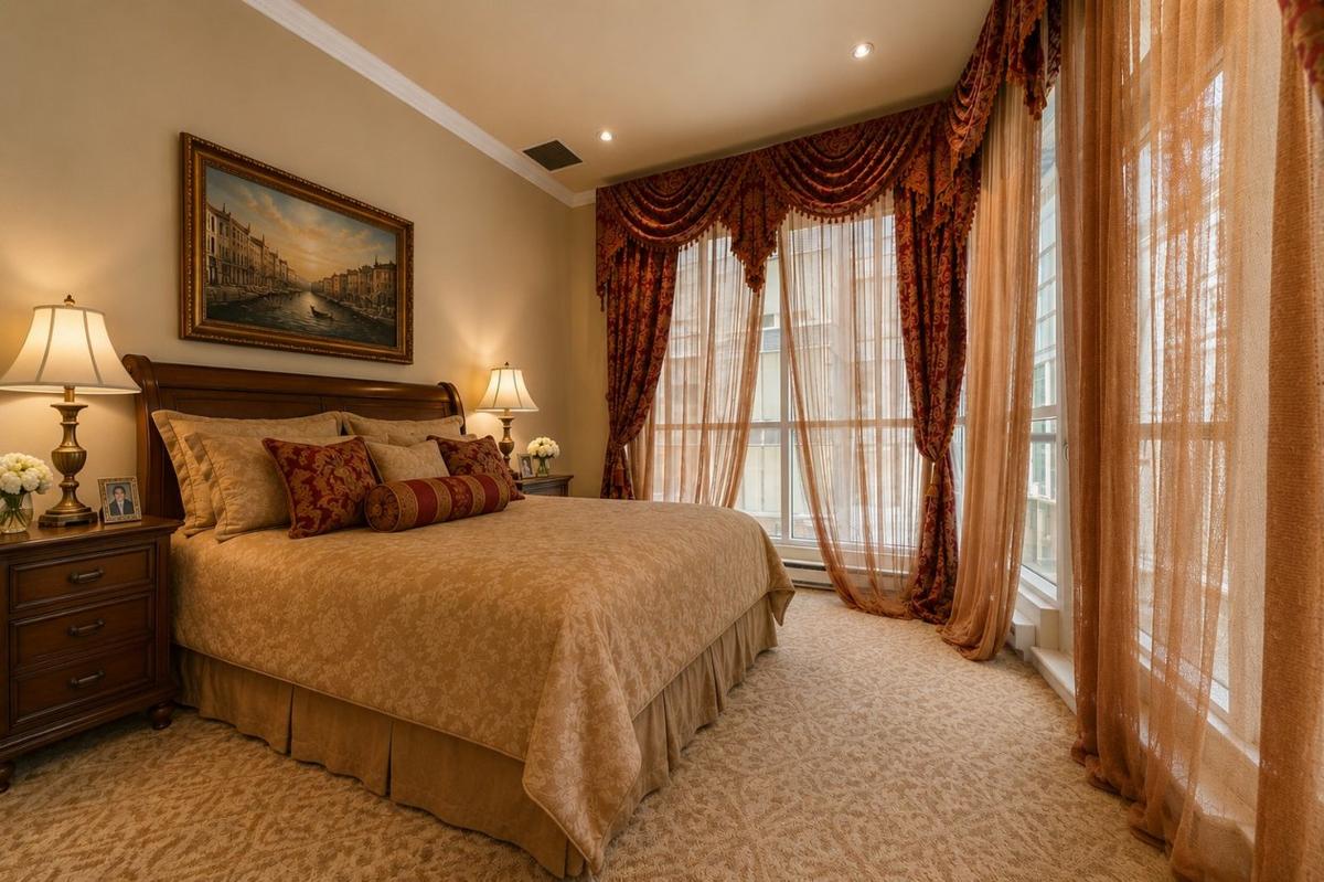 Détail de l'aménagement de la chambre
