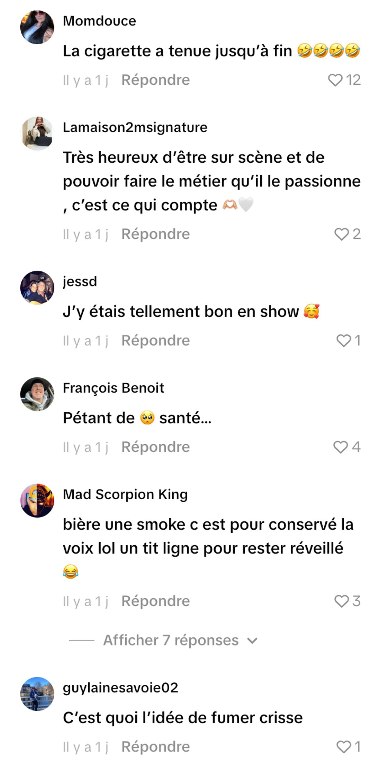 Commentaires sur Éric Lapointe qui fume dans un bar