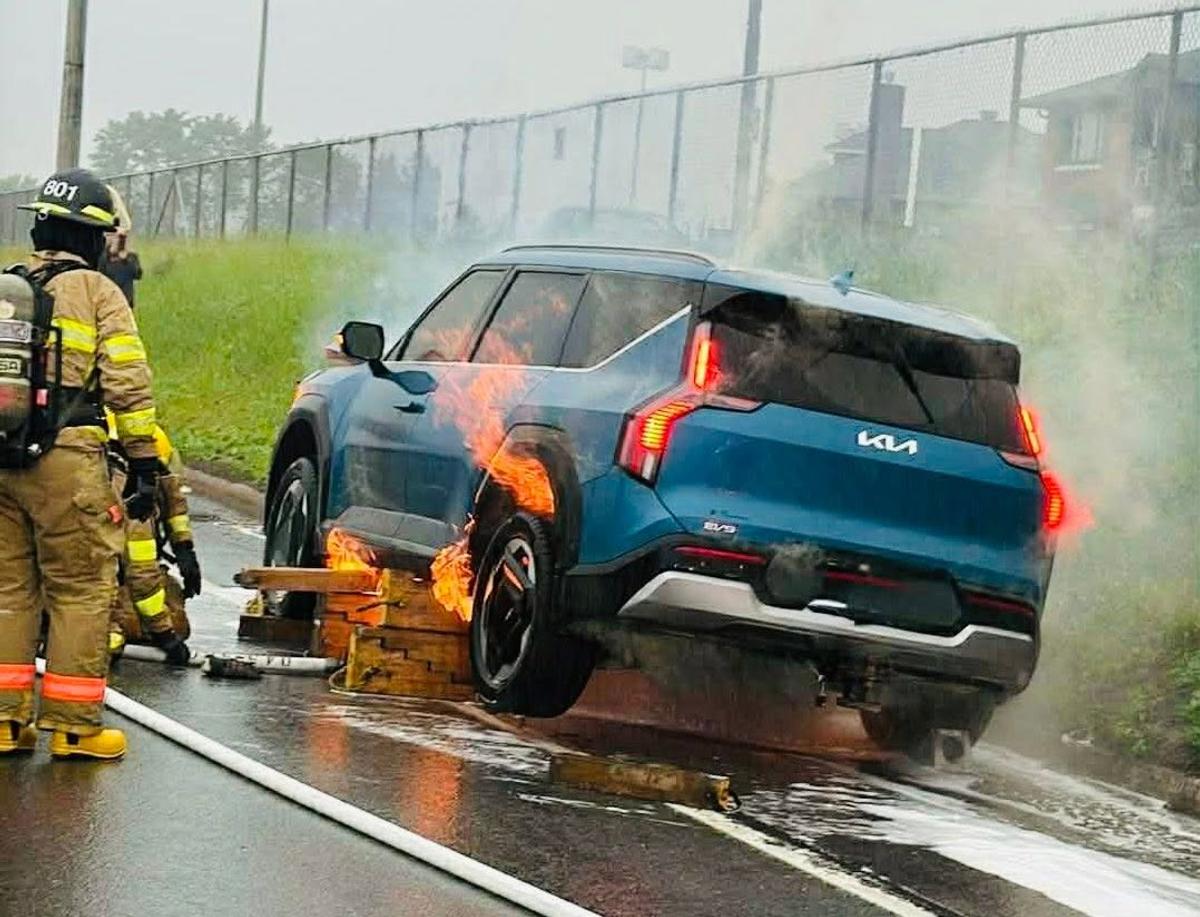 Kia EV9 en feu