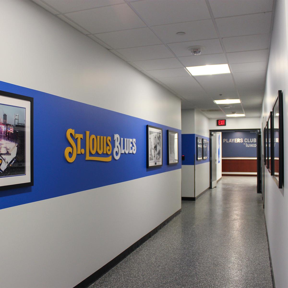 Blues' dressing room. 