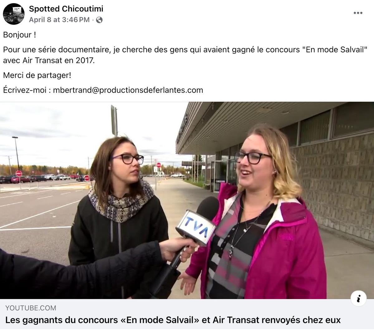 Productions Déferlantes est à la recherche de gens qui ont gagné le concours «En mode Salvail»