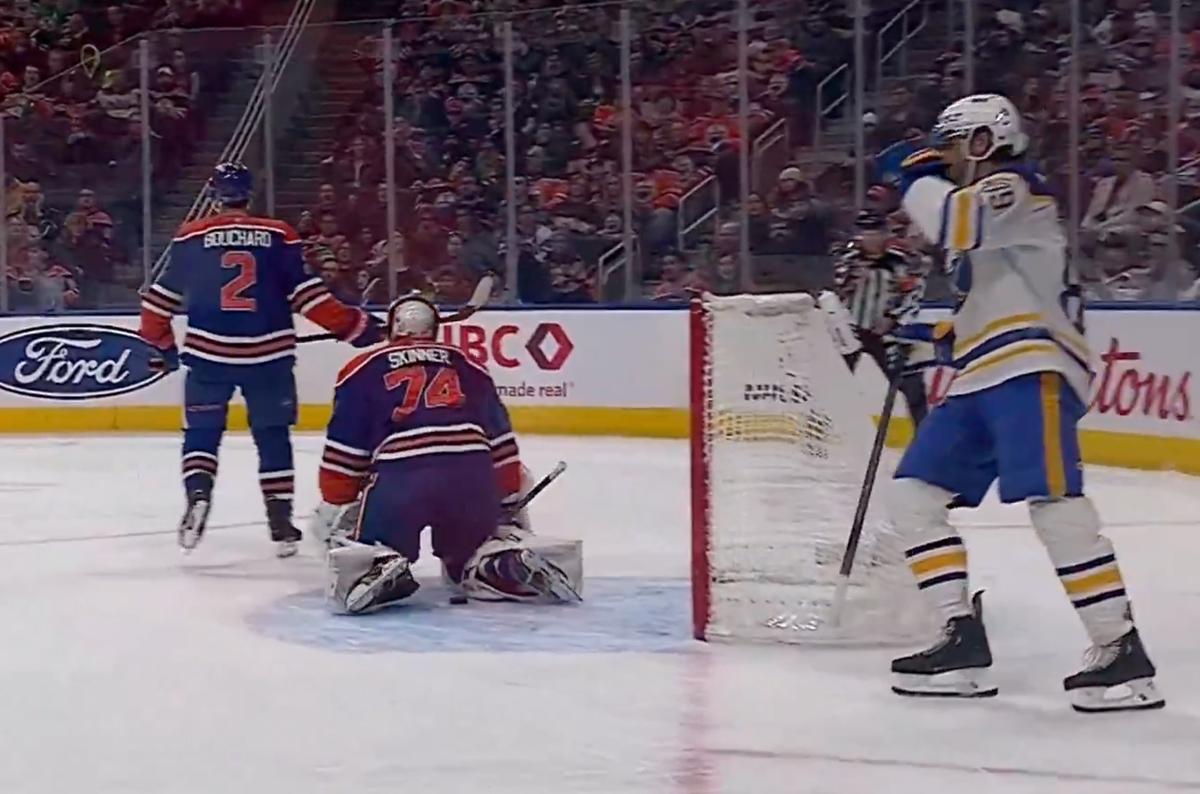 Evan Bouchard's turn over vs. Buffalo.