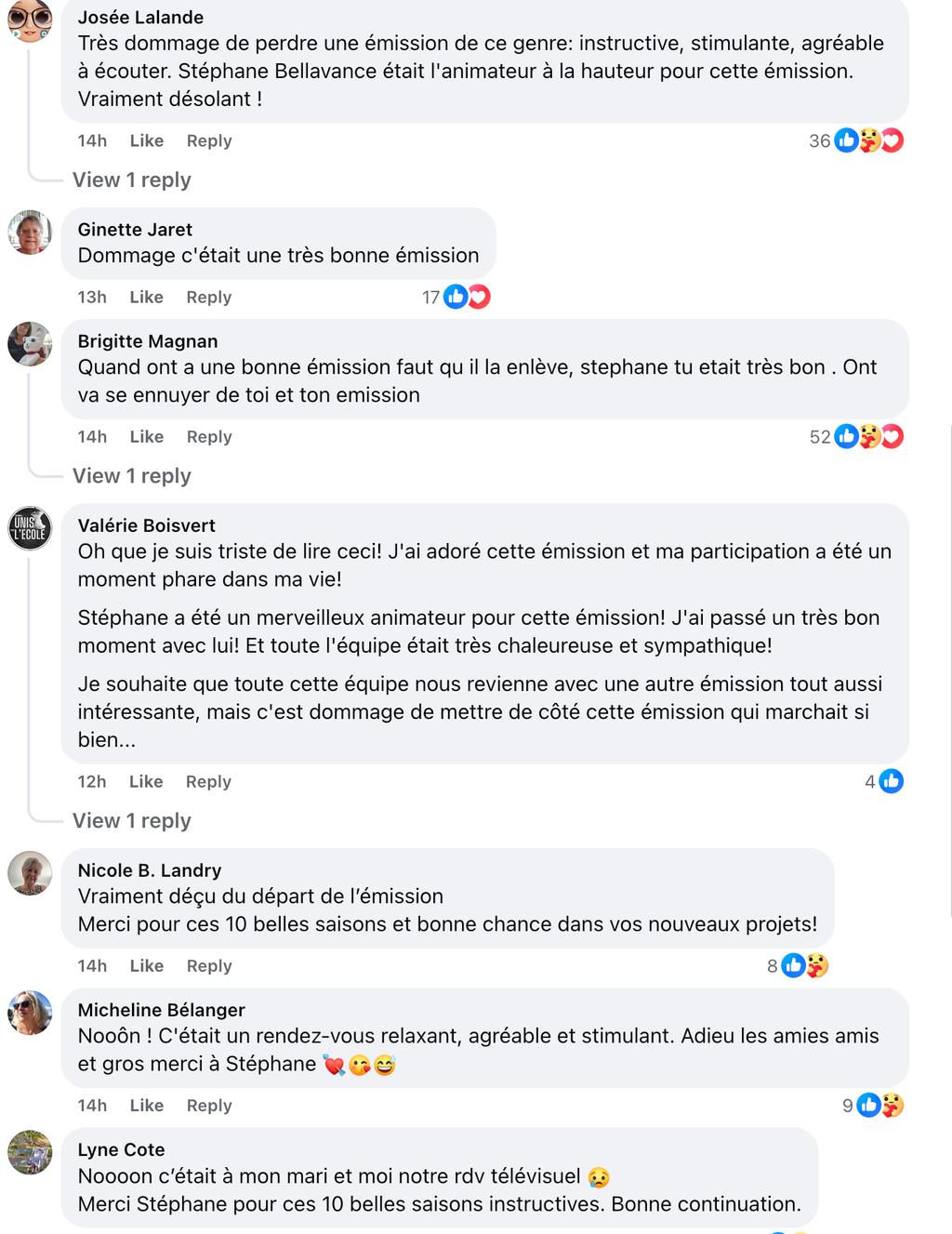 Commentaires sur la fin de l'émission Au Suivant