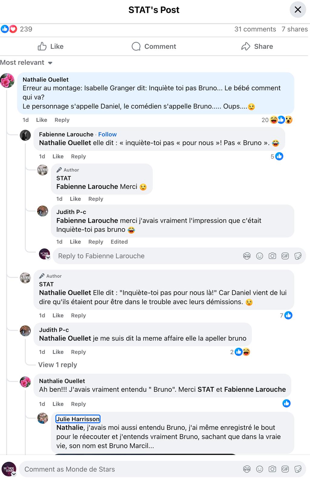 Débat entre les téléspectateurs de STAT