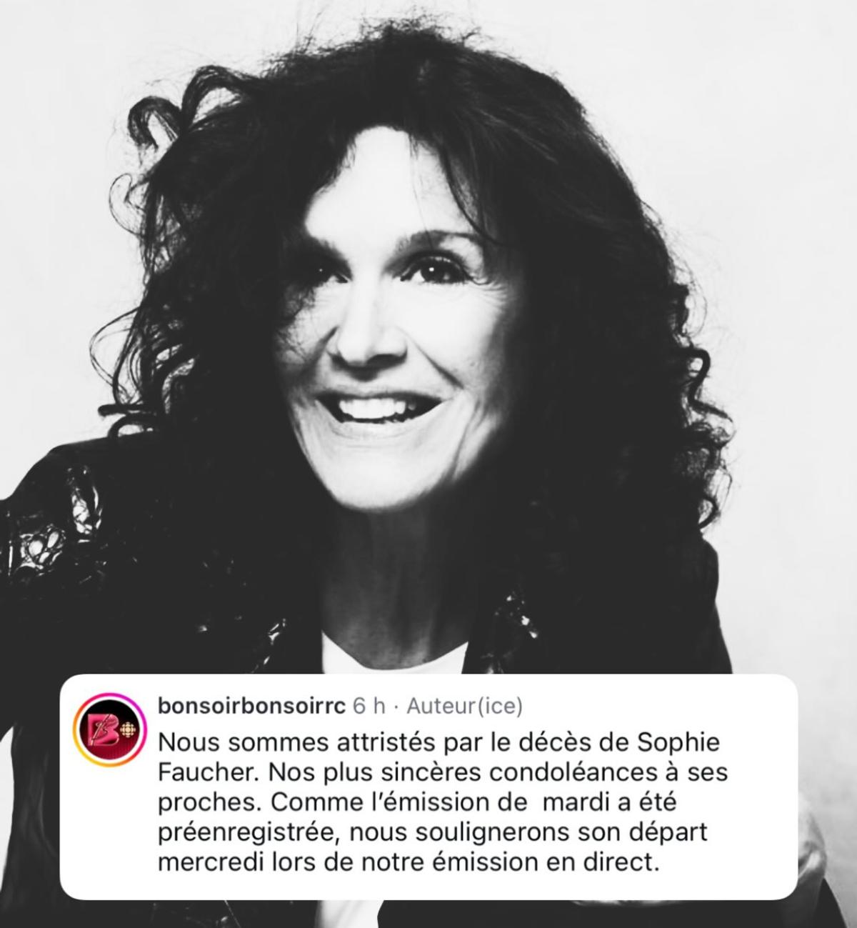 Bonsoir Bonsoir soulignera le départ de Sophie Faucher ce mercredi soir