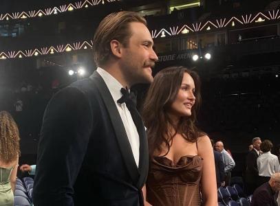 Stuart Skinner and his wife Chloe.