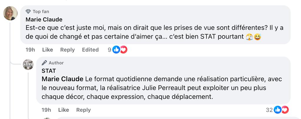 Commentaire sur un changement de STAT