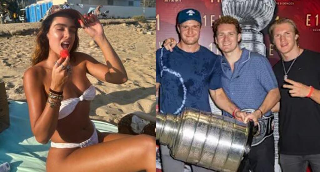 Sommer Ray, Aleksander Barkov, Matthew Tkachuk and Anton Lundell. 