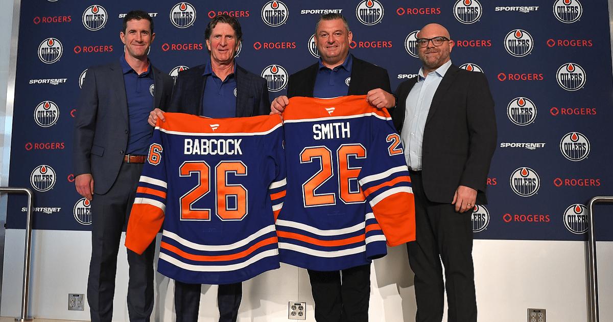 Mike Babcock-DJ Smith-Stan Bowman-Andy Devlin-Edmonton Oilers