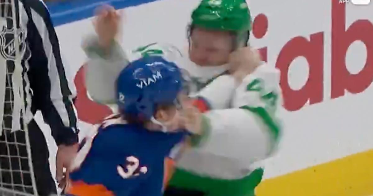 Morgan Rielly, fighting. 