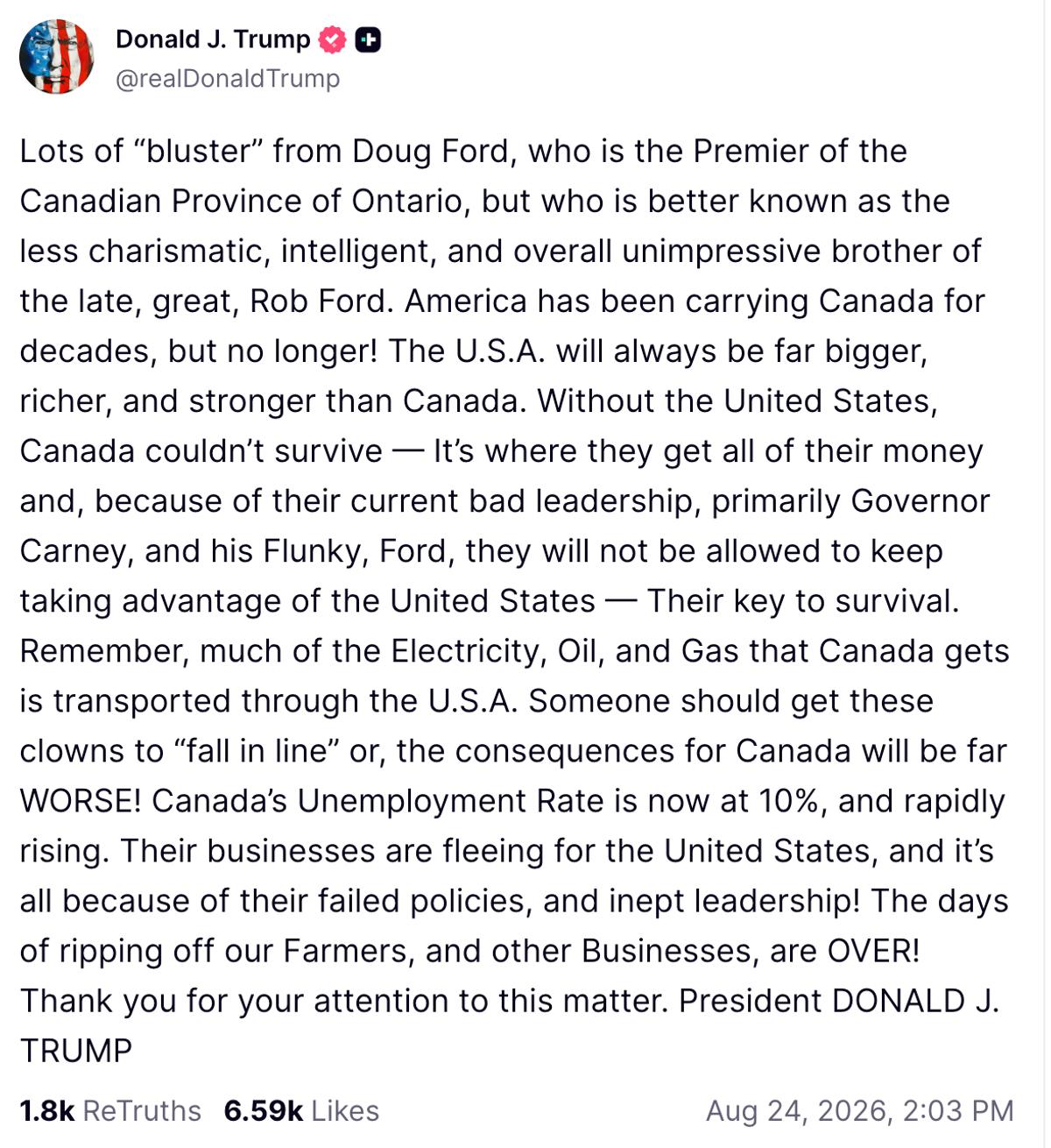 Donald Trump attaque Doug Ford