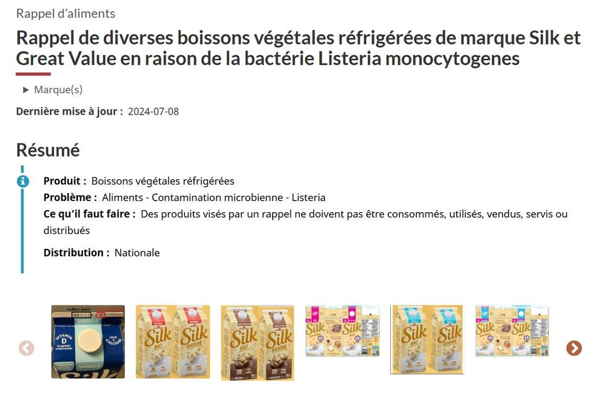 Capture d'écran - Agence canadienne d'inspection des aliments